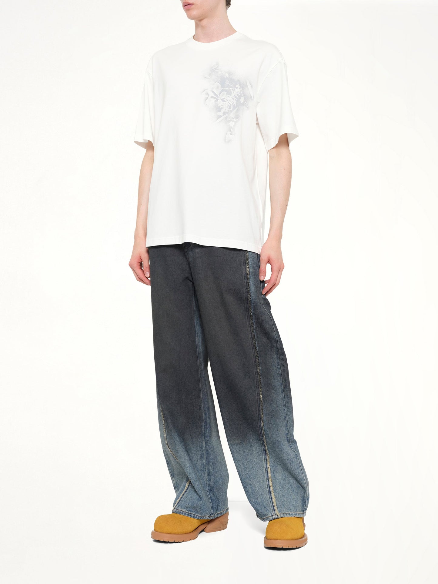 FENG CHEN WANG Double Waist Gradient Denim Trousers (Blue)