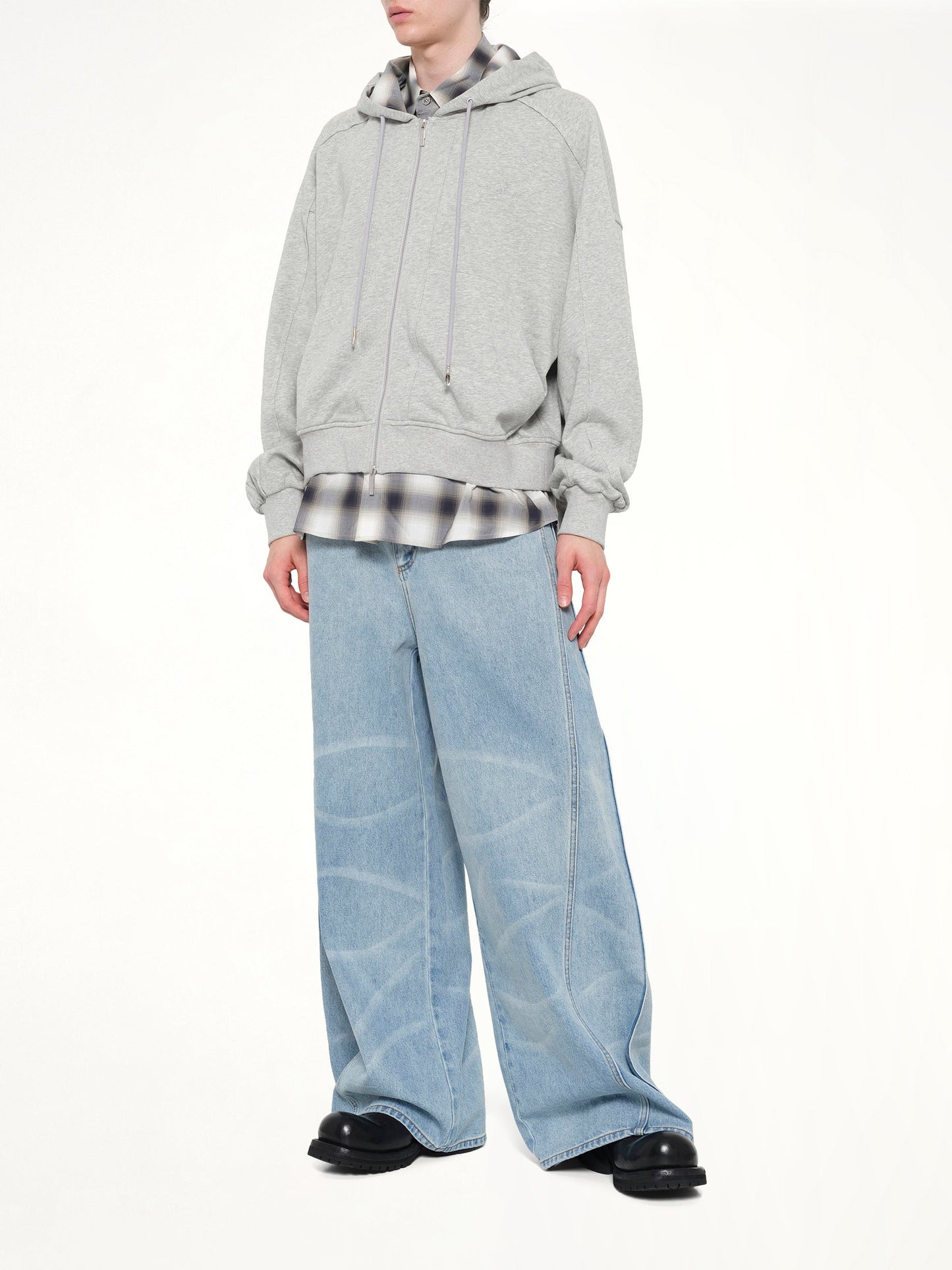 FENG CHEN WANG Wide Leg Denim Trousers (Blue)