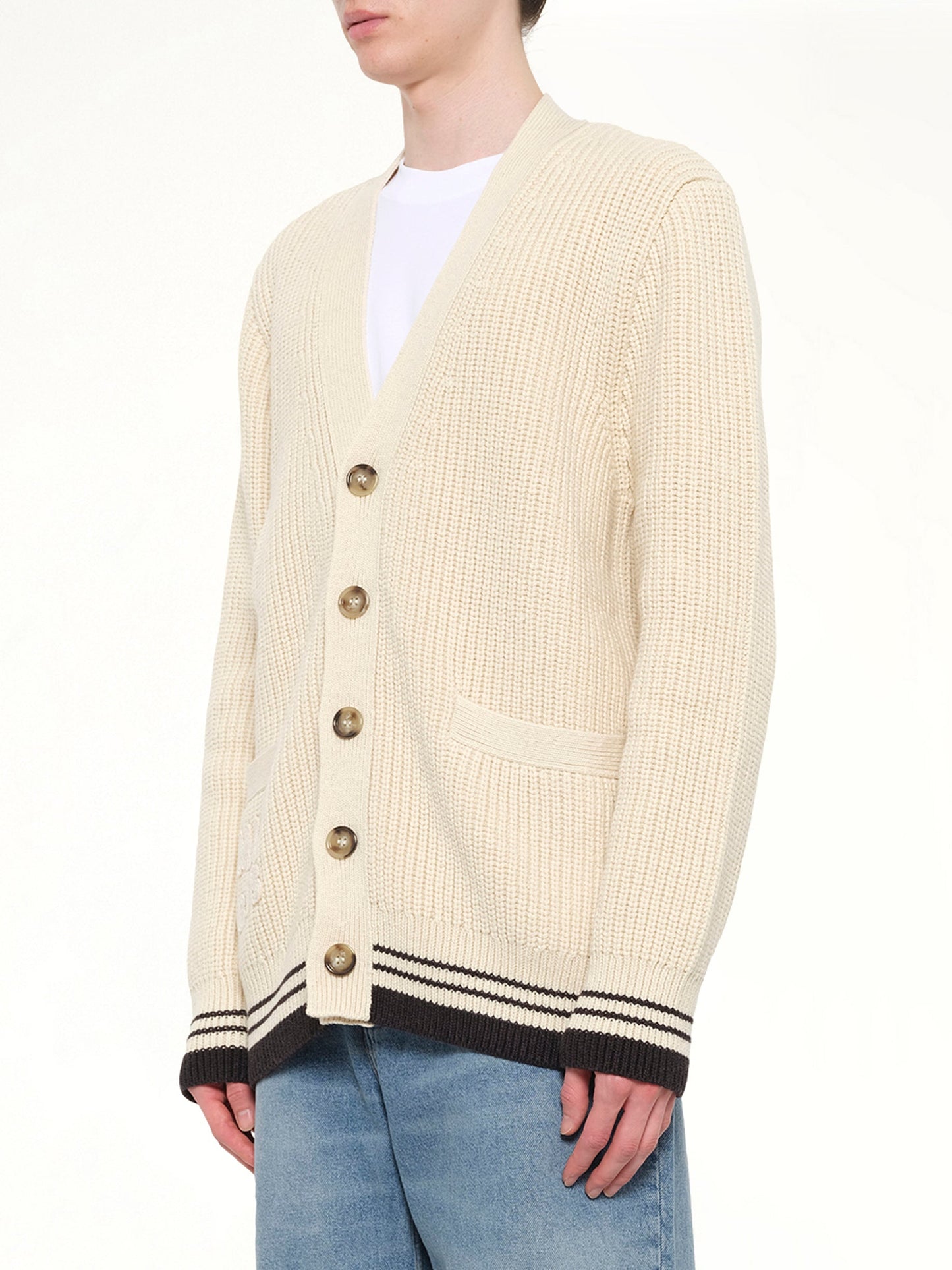 Cardigan with ADC and Ami Paris Patch (White)