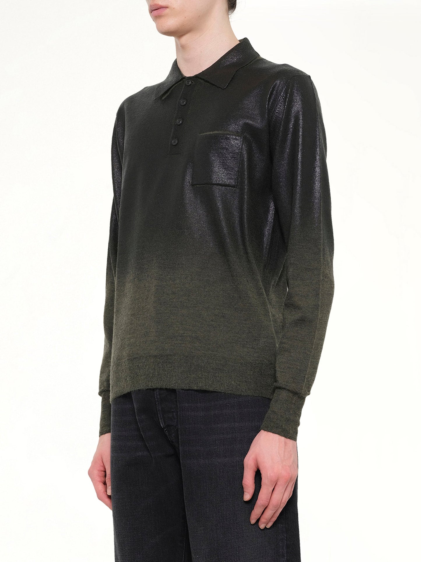 MAISON MARGIELA Coated Knit Polo (Green)