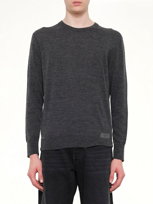 Image of a model wearing Outerwear. Product name - WIP Sweater in Grey colour by brand - MAISON MARGIELA