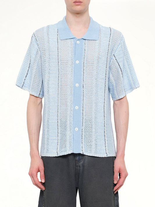 Image of Shirts. Product name - Knited Shirt in Blue colour by brand - FENG CHEN WANG
