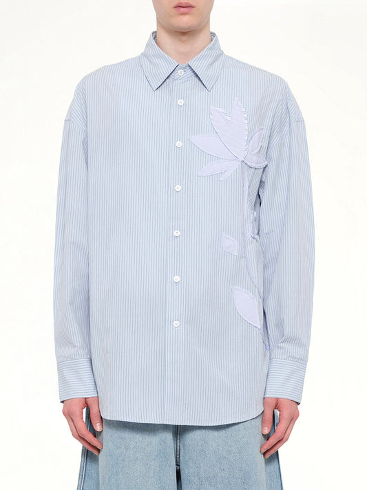 Image of Shirts. Product name - Plants Patched Shirt in Blue colour by brand - FENG CHEN WANG