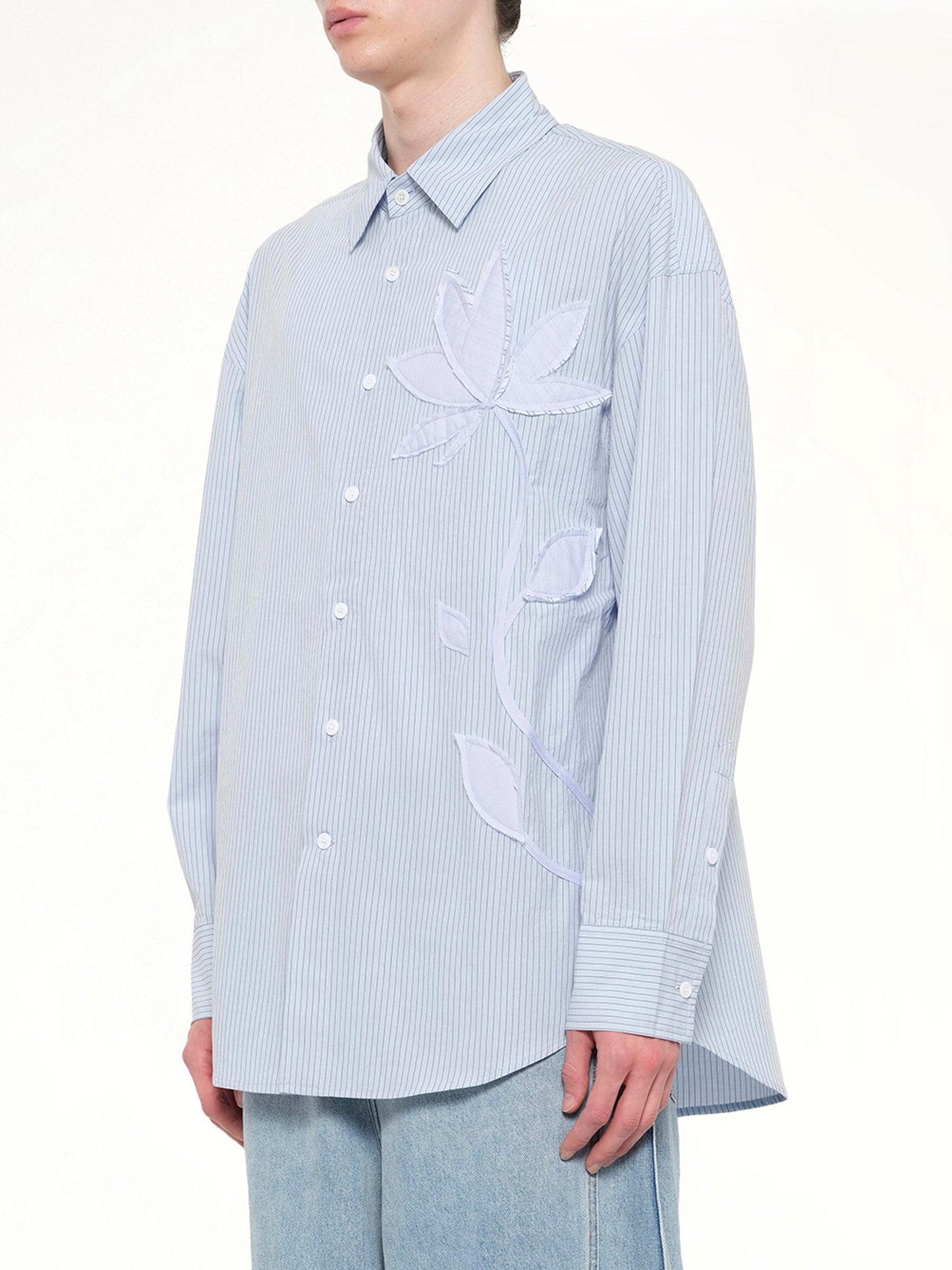 FENG CHEN WANG Plants Patched Shirt (Blue)