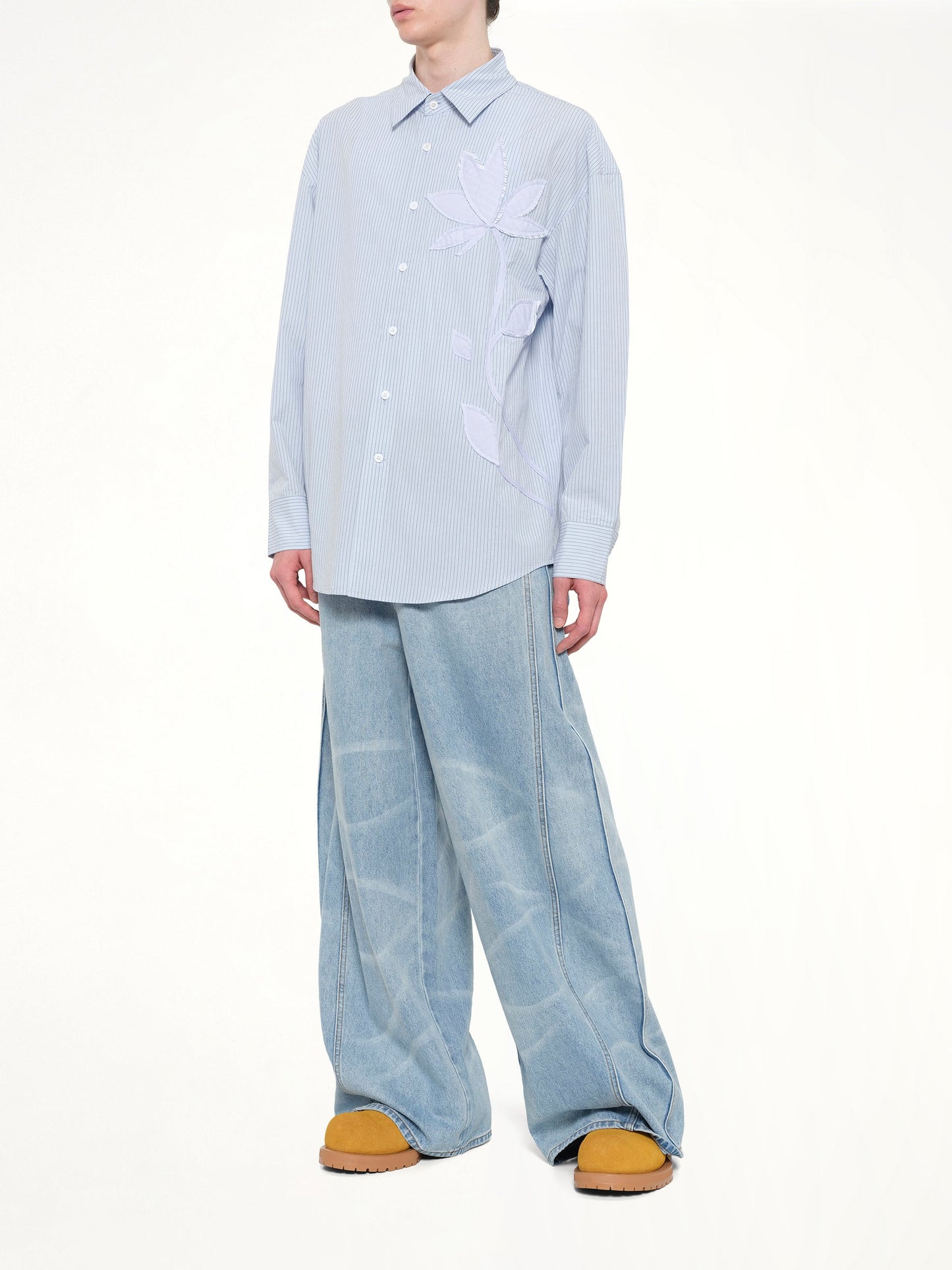 FENG CHEN WANG Plants Patched Shirt (Blue)