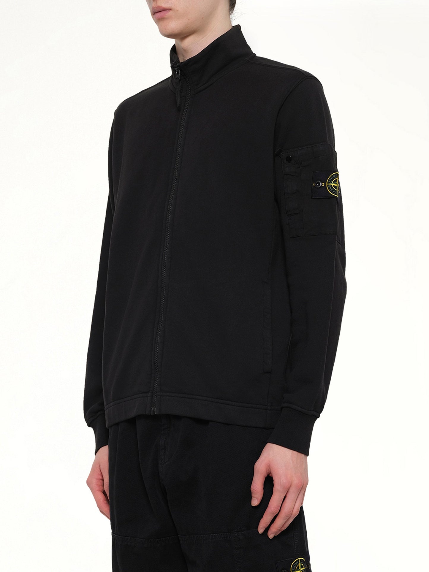 STONE ISLAND 6100018 Zip Up Cardigan (Black)