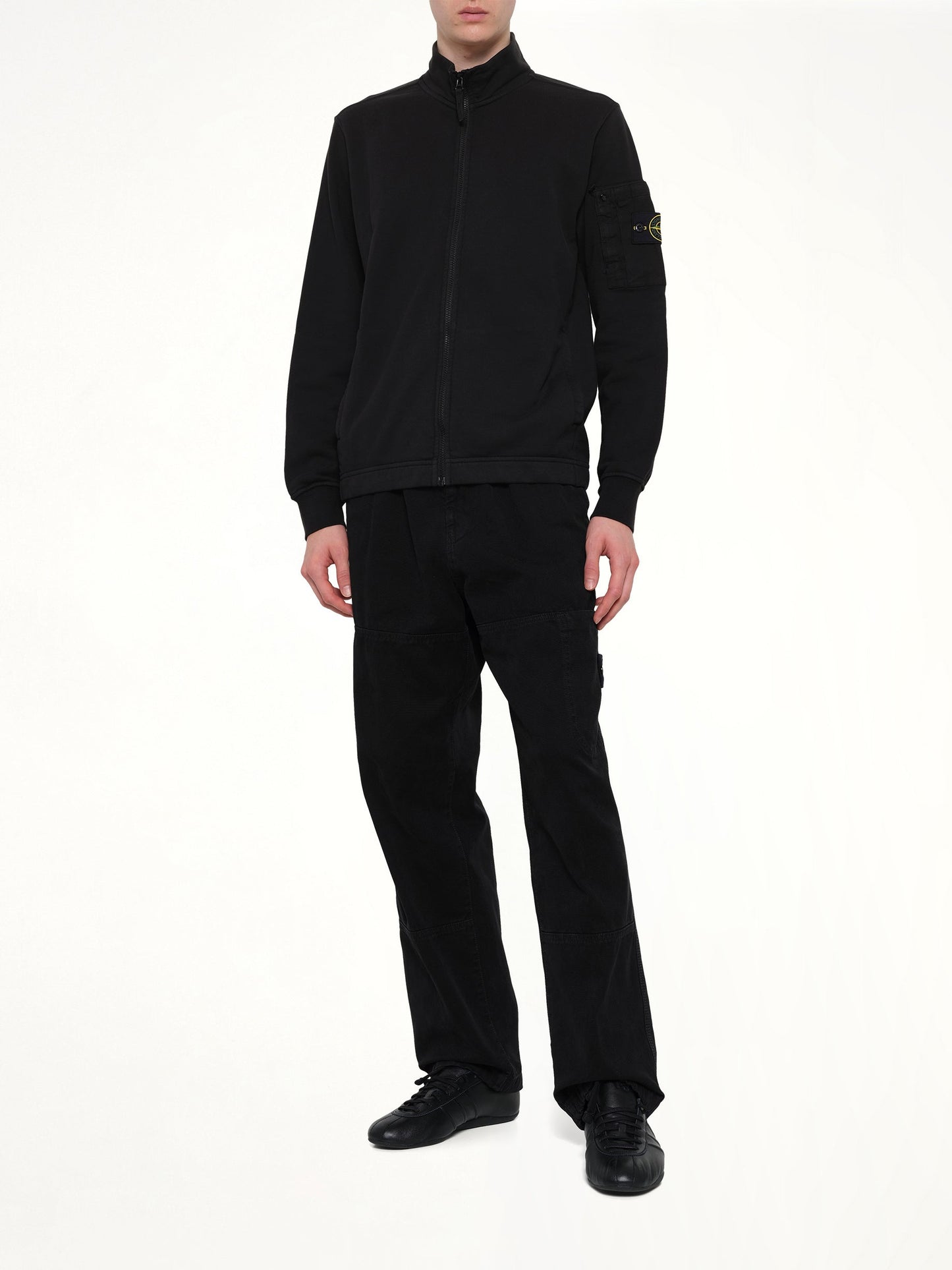 STONE ISLAND 6100018 Zip Up Cardigan (Black)