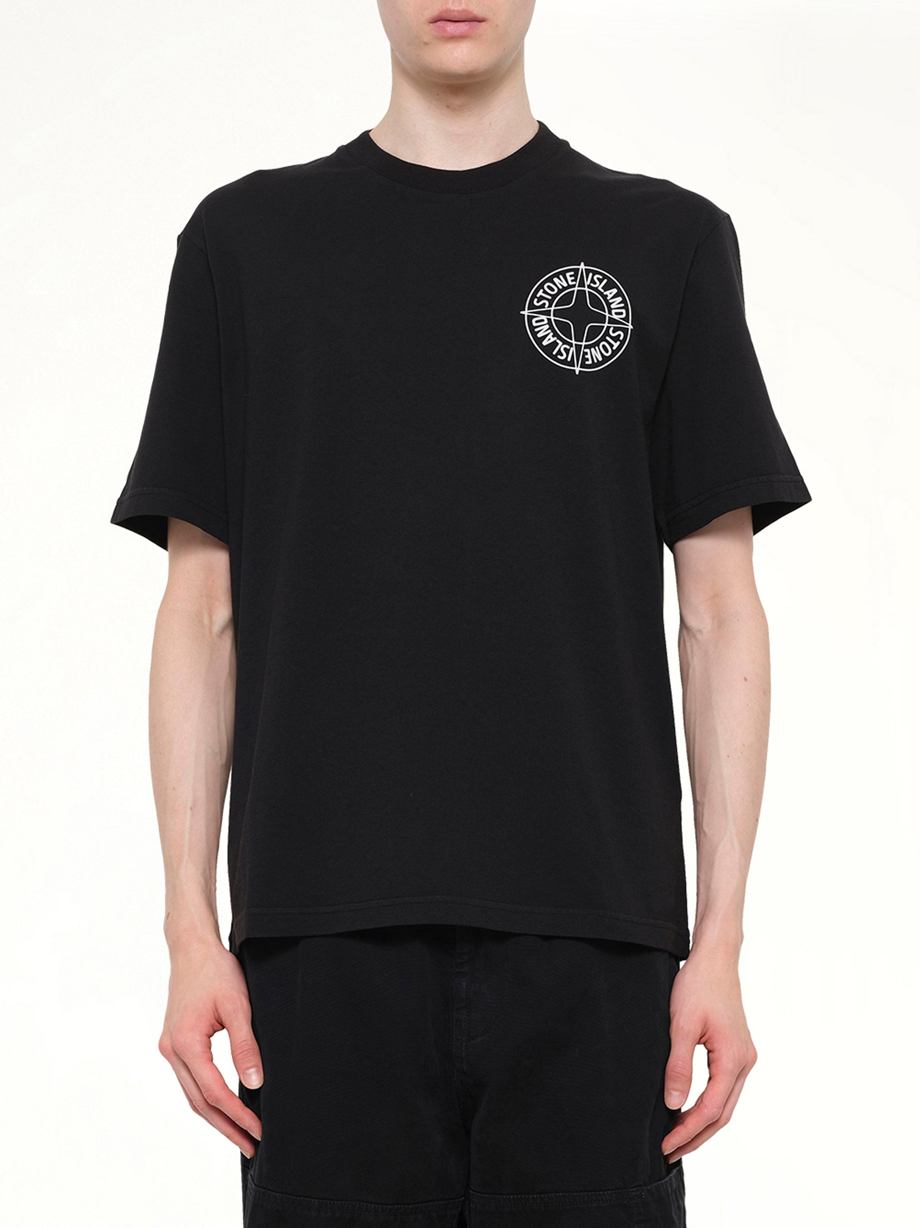 Image of T-Shirts. Product name - 2100001 Chest Logo T-Shirt in Black colour by brand - STONE ISLAND