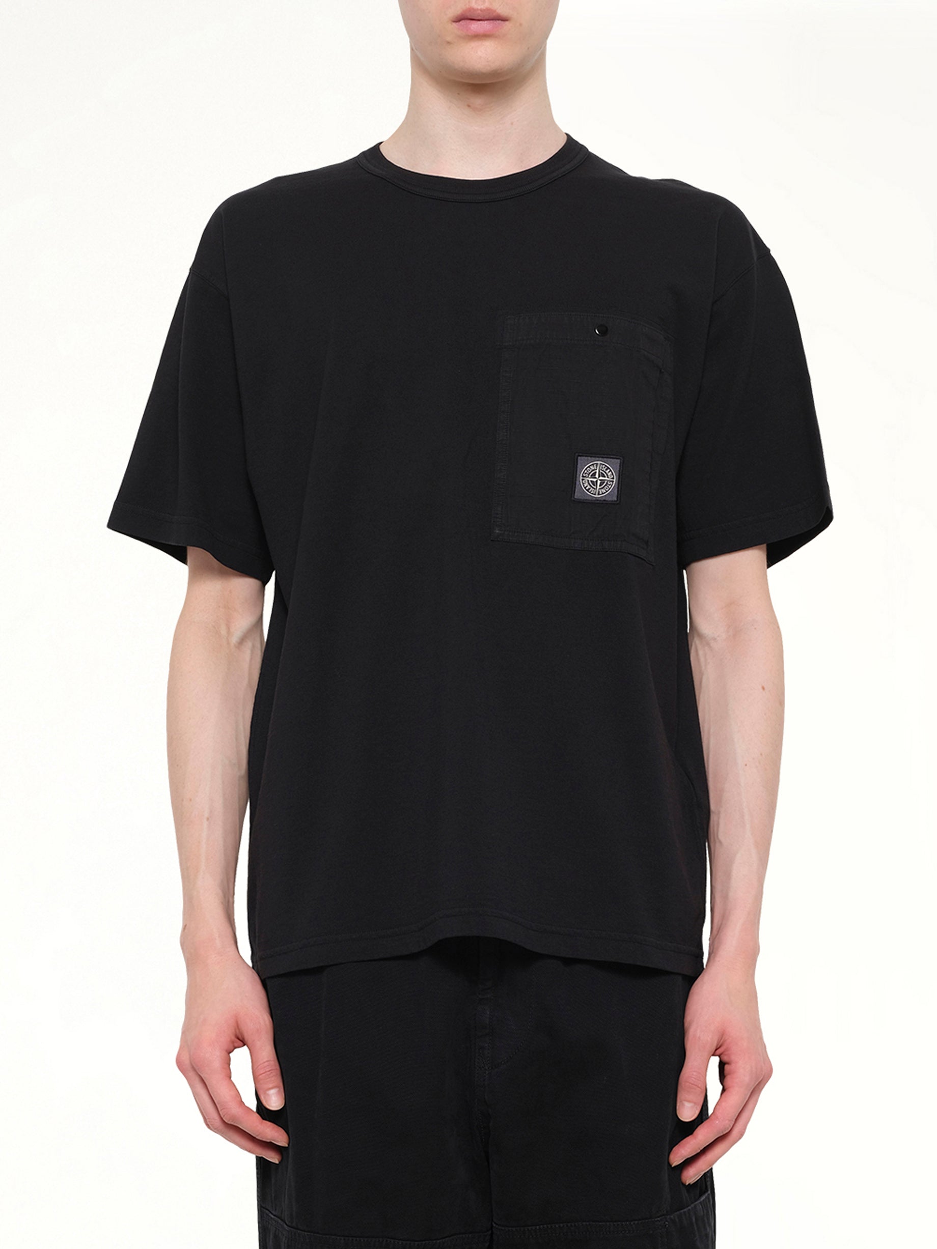 Image of T-Shirts. Product name - 2100004 SS T-Shirt in Black colour by brand - STONE ISLAND