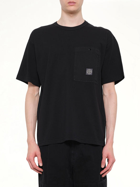 Image of T-Shirts. Product name - 2100004 SS T-Shirt in Black colour by brand - STONE ISLAND