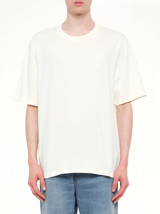 Image of T-Shirts. Product name - Big ADC Embossed T-Shirt in White colour by brand - AMI PARIS