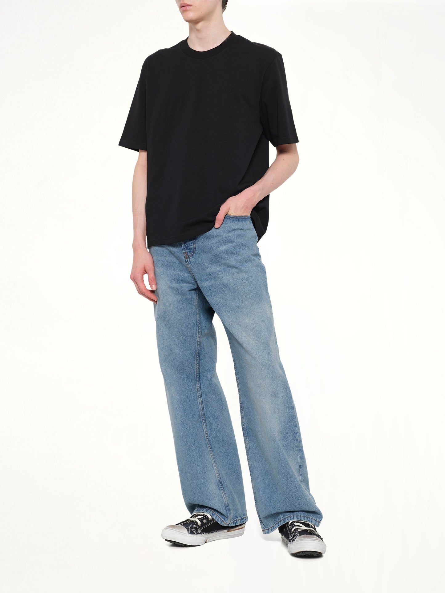 AMI PARIS Small Embossed ADC T-Shirt (Black)