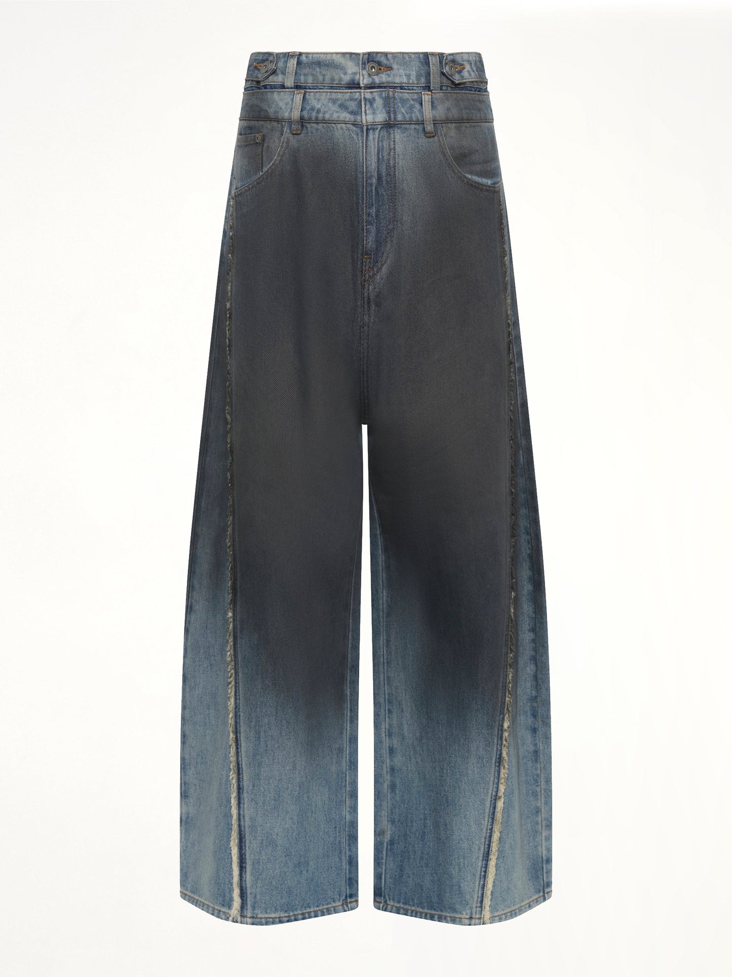 FENG CHEN WANG Double Waist Gradient Denim Trousers (Blue)