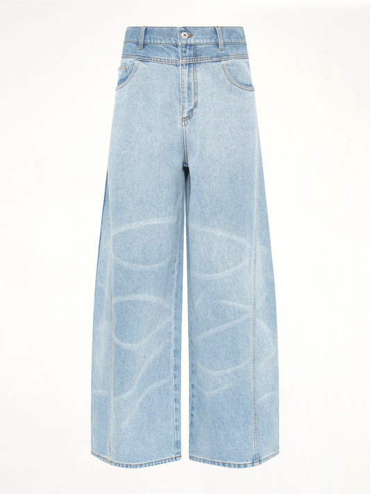 FENG CHEN WANG Wide Leg Denim Trousers (Blue)
