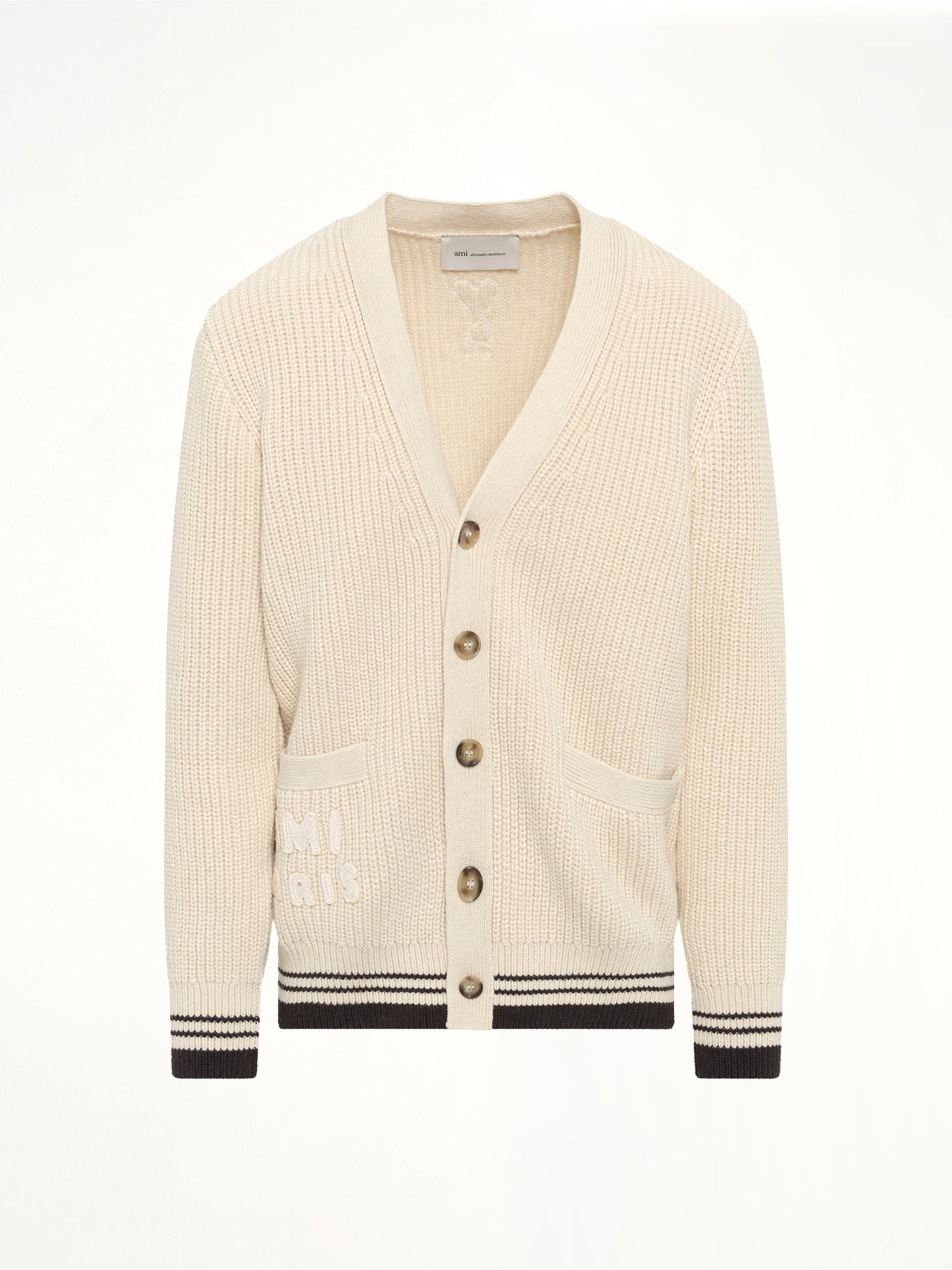 Cardigan with ADC and Ami Paris Patch (White)