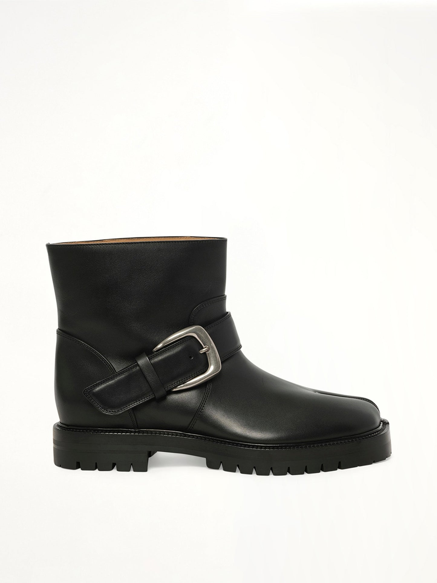 Image of Boots. Product name - Tabi County Buckle Ankle Boots in Black colour by brand - MAISON MARGIELA