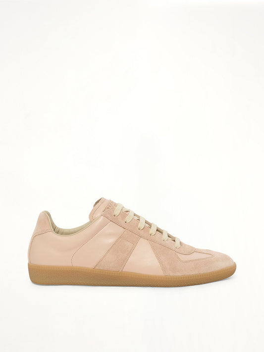 Image of Sneakers. Product name - Replica Leather Sneaker in Almond Peach colour by brand - MAISON MARGIELA