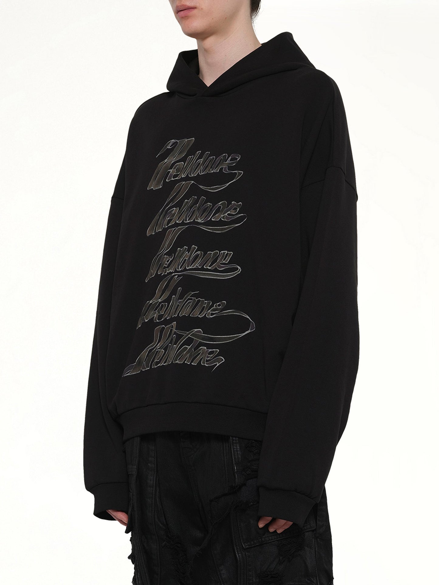 WE11DONE Ribbon Multi-Logo Hoodie (Black)