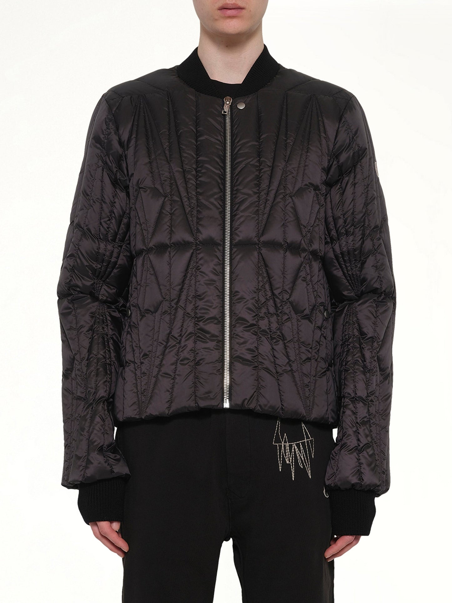Image of Coats & Jackets. Product name - Rick Owens x Moncler Geocamo Flight Jacket in Black colour by brand - RICK OWENS