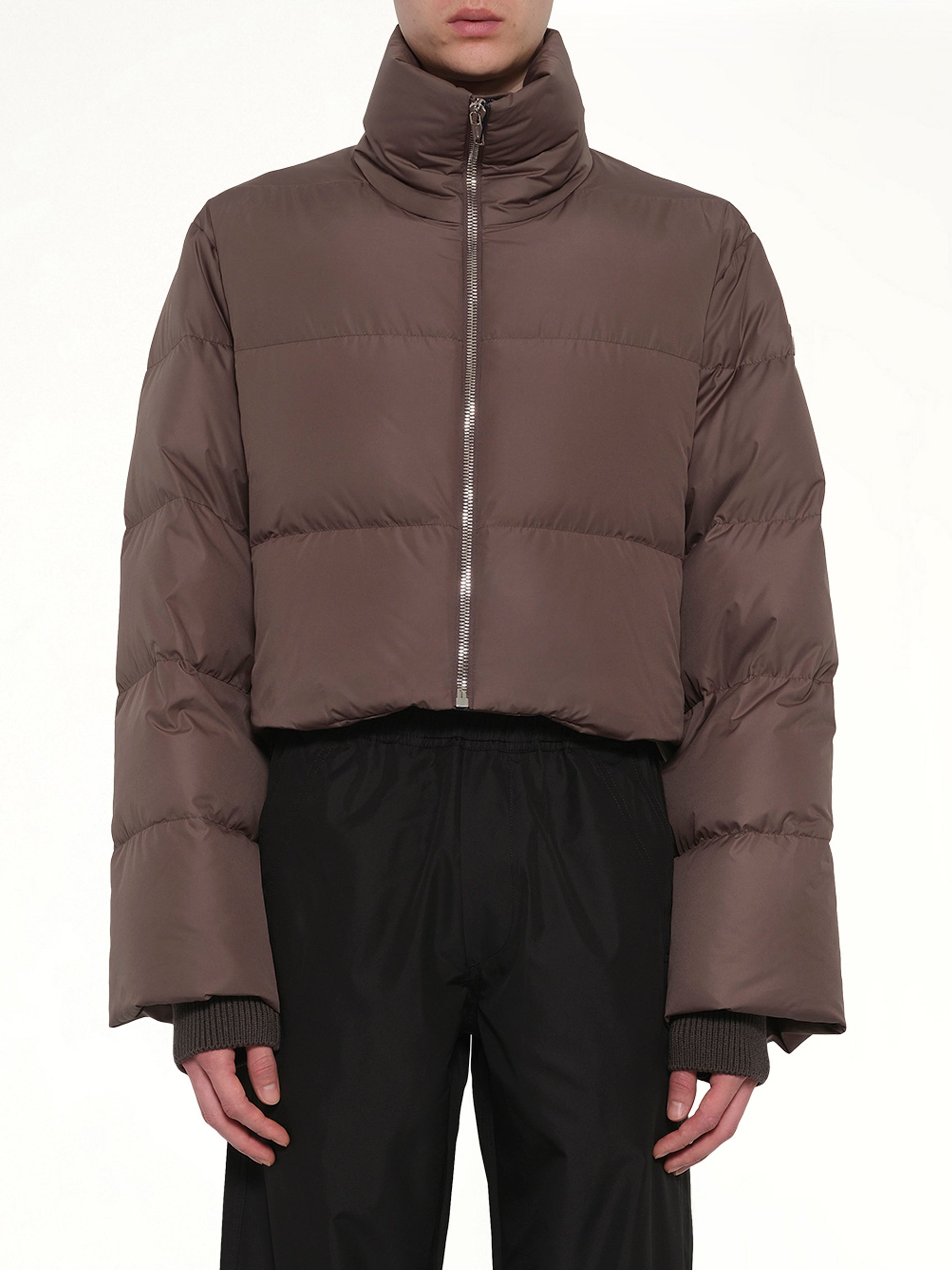 Image of Coats & Jackets. Product name - Rick Owens x Moncler Cropped Cyclopic Jacket in Dark Dust colour by brand - RICK OWENS