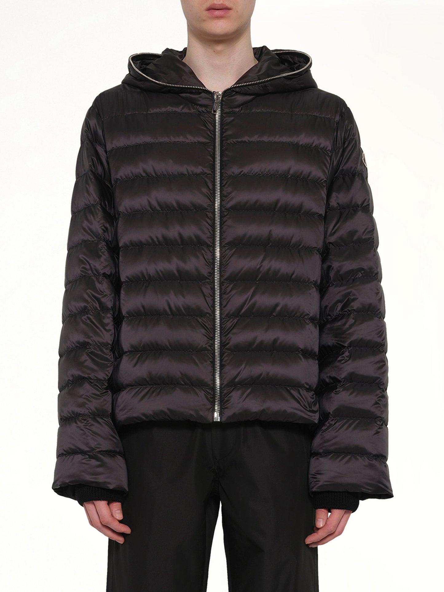Image of Coats & Jackets. Product name - Rick Owens x Moncler Ziplock Jacket in Black colour by brand - RICK OWENS