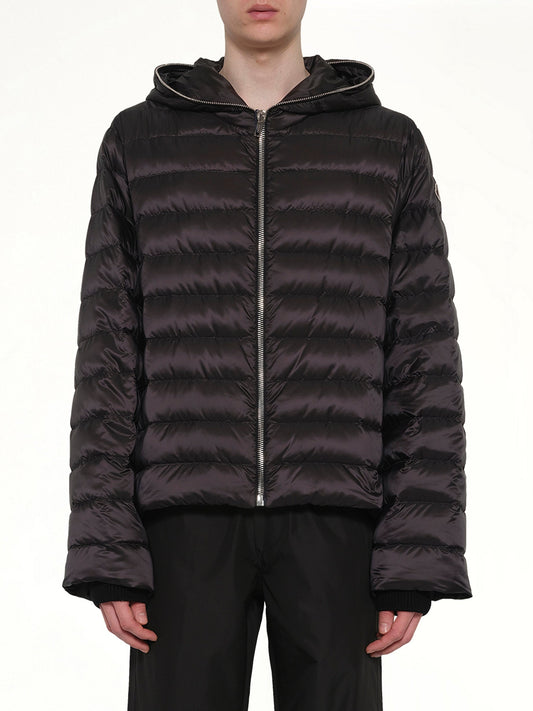 Image of Coats & Jackets. Product name - Rick Owens x Moncler Ziplock Jacket in Black colour by brand - RICK OWENS