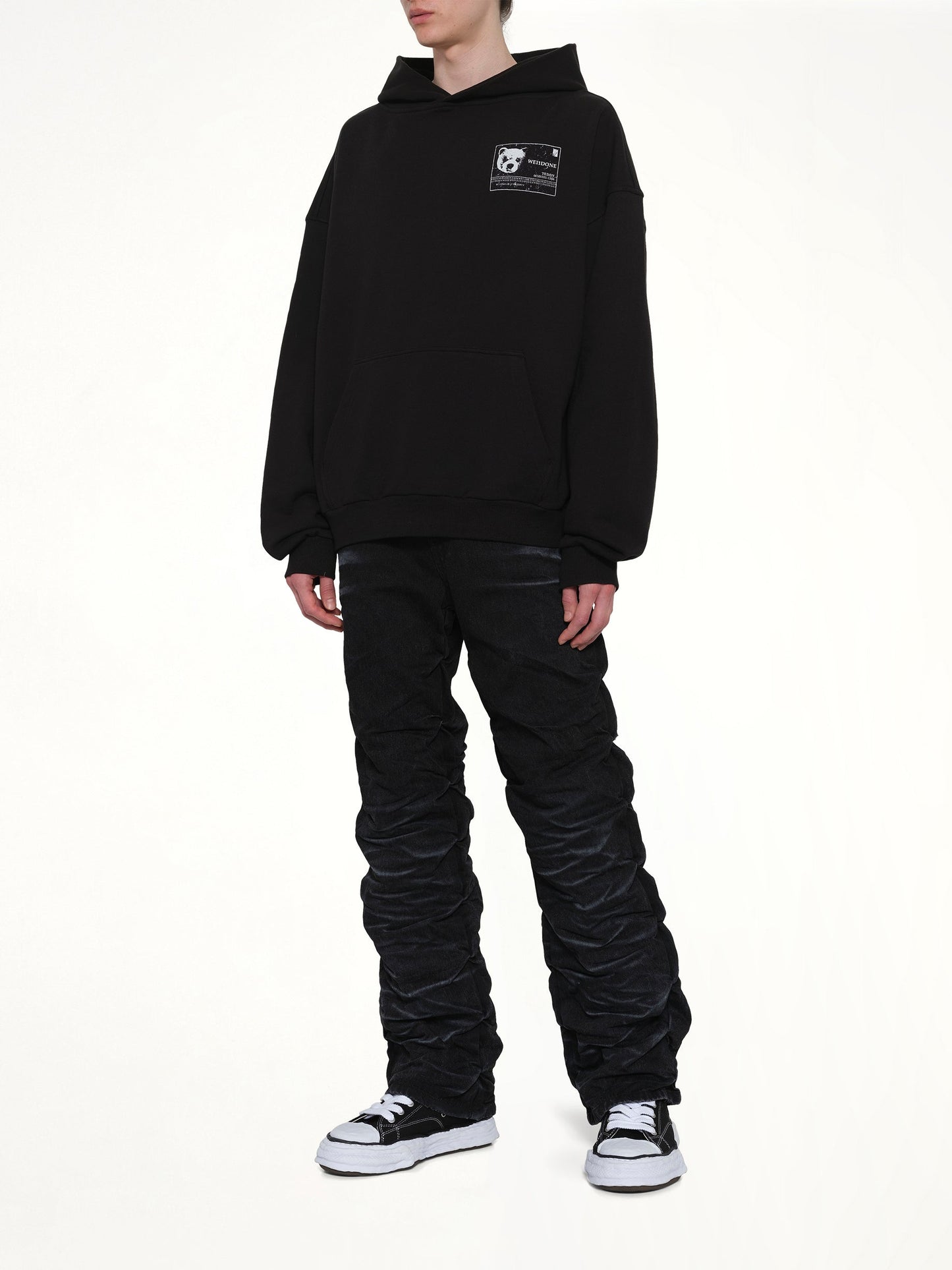WE11DONE Textured Fold Denim Jeans (Black)