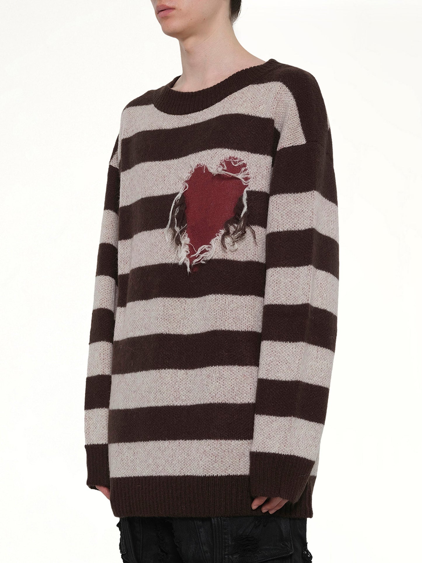 WE11DONE Grunge Stripe Pullover (Brown)