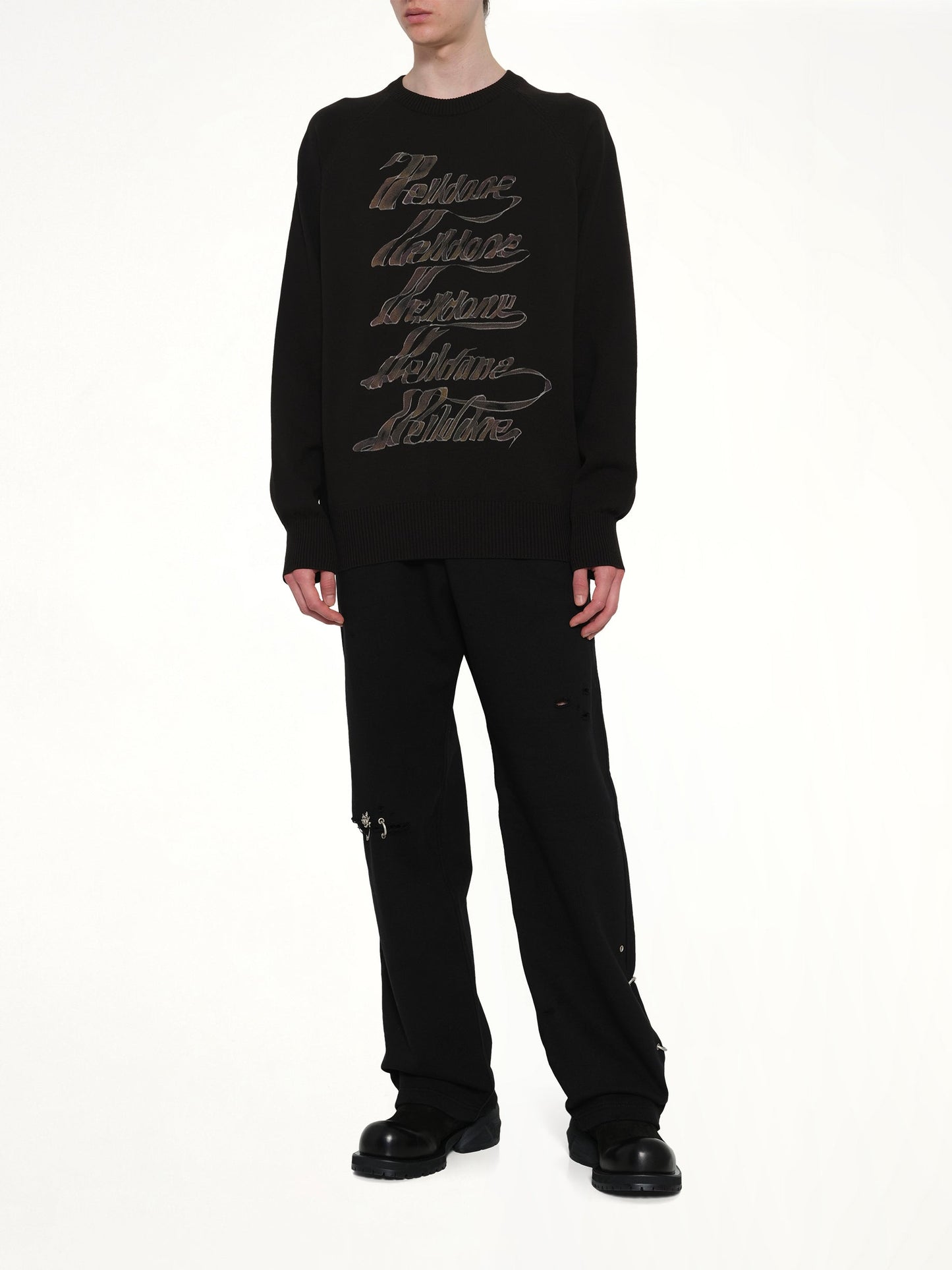 WE11DONE Multi Logo Print Sweater (Black)