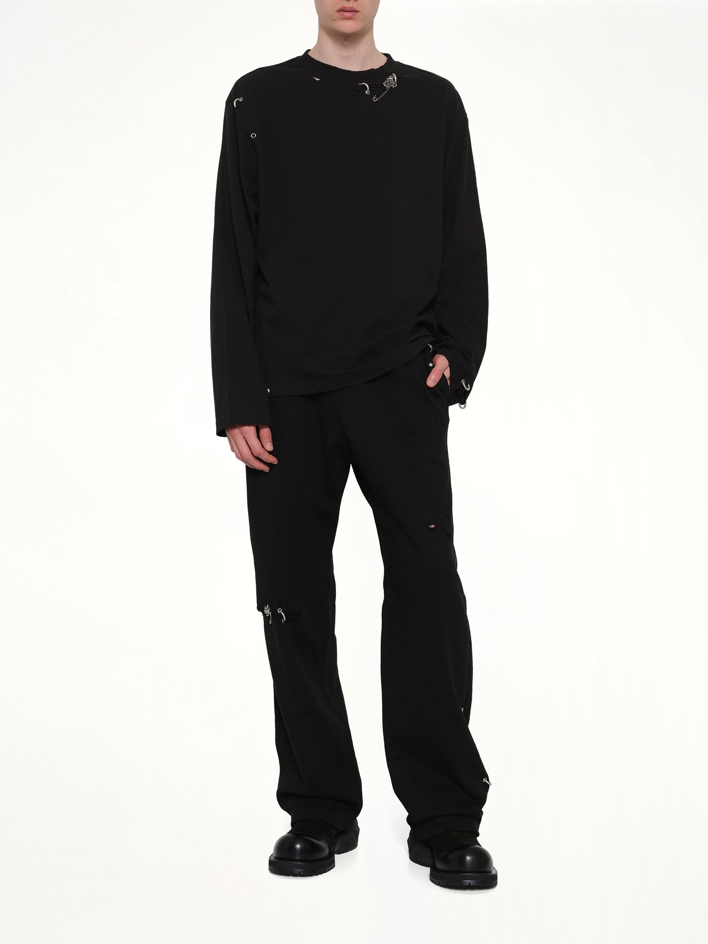 WE11DONE Piercing Detail Sweatpants (Black)