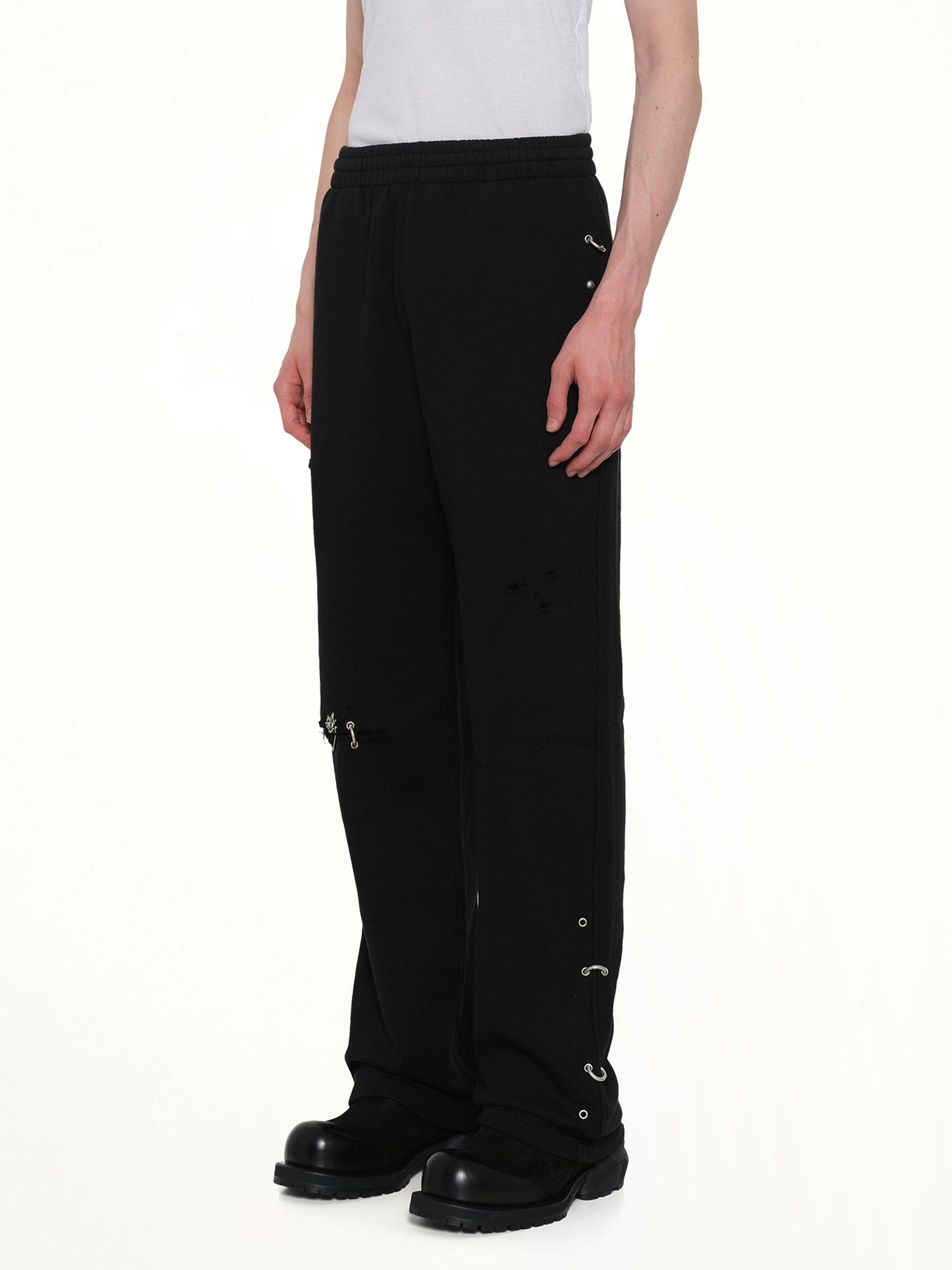 WE11DONE Piercing Detail Sweatpants (Black)
