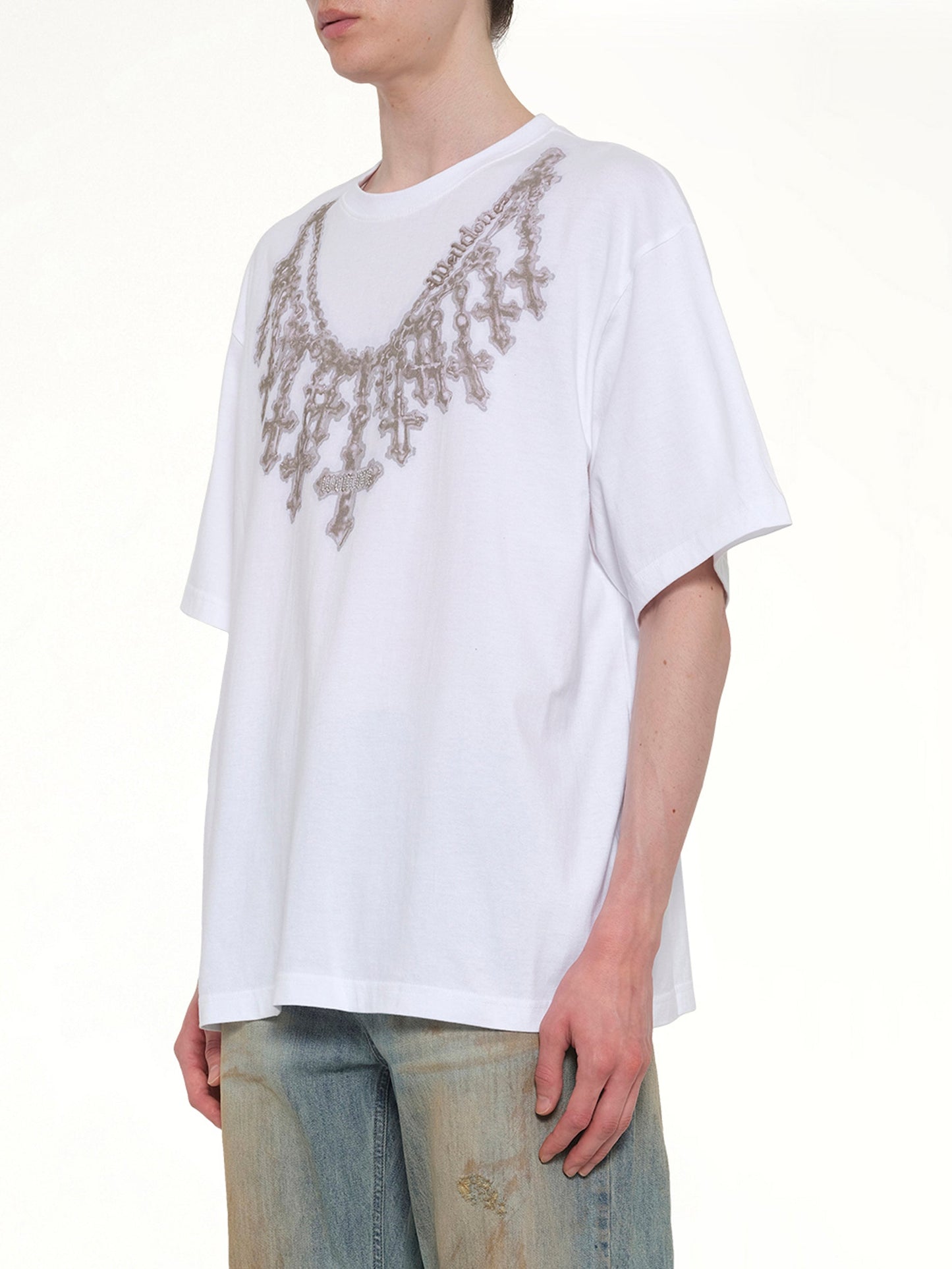 WE11DONE Cross Necklace T-Shirt (White)