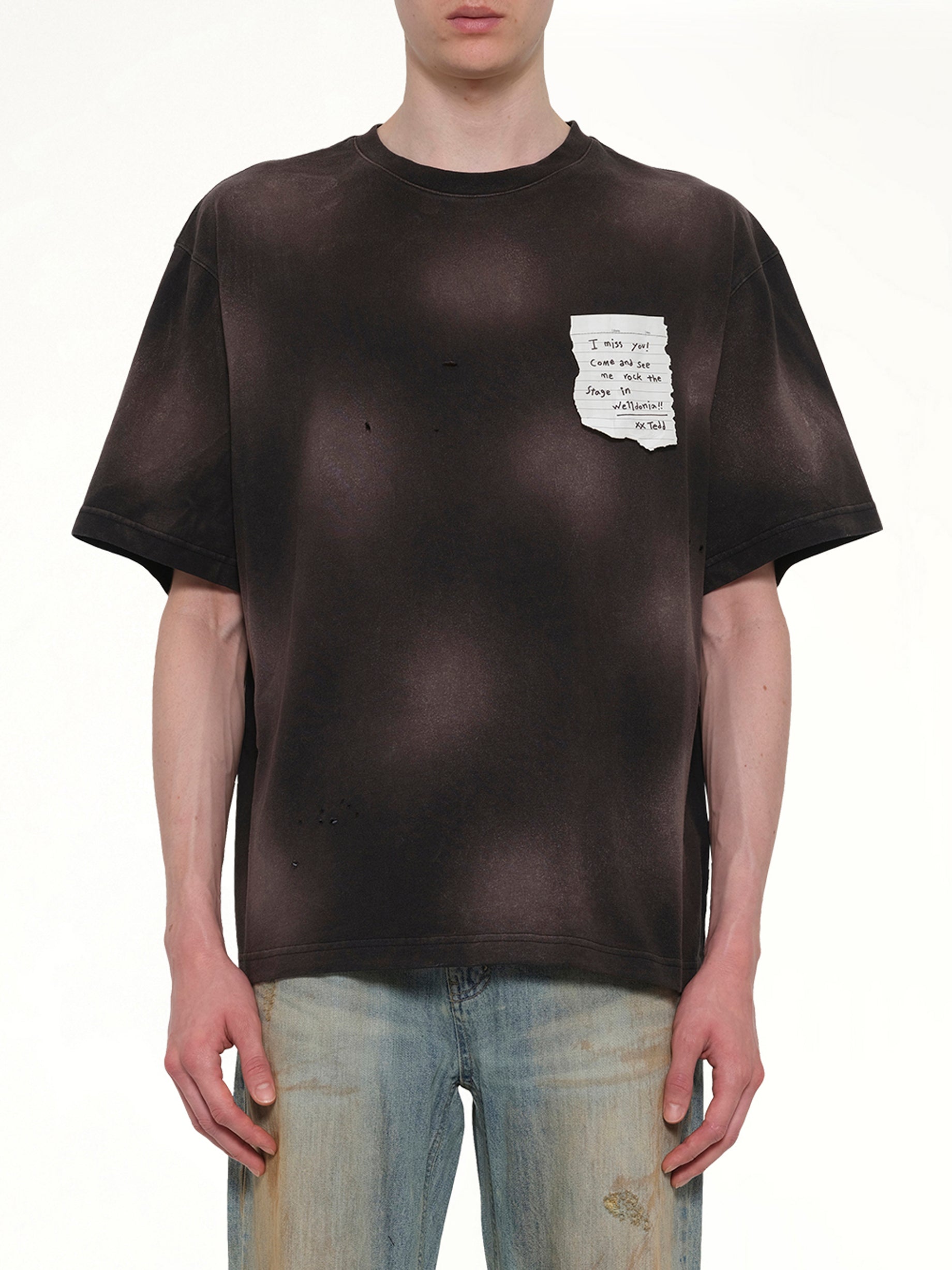 Image of T-Shirts. Product name - Paper Note Grunge T-Shirt in Black colour by brand - WE11DONE