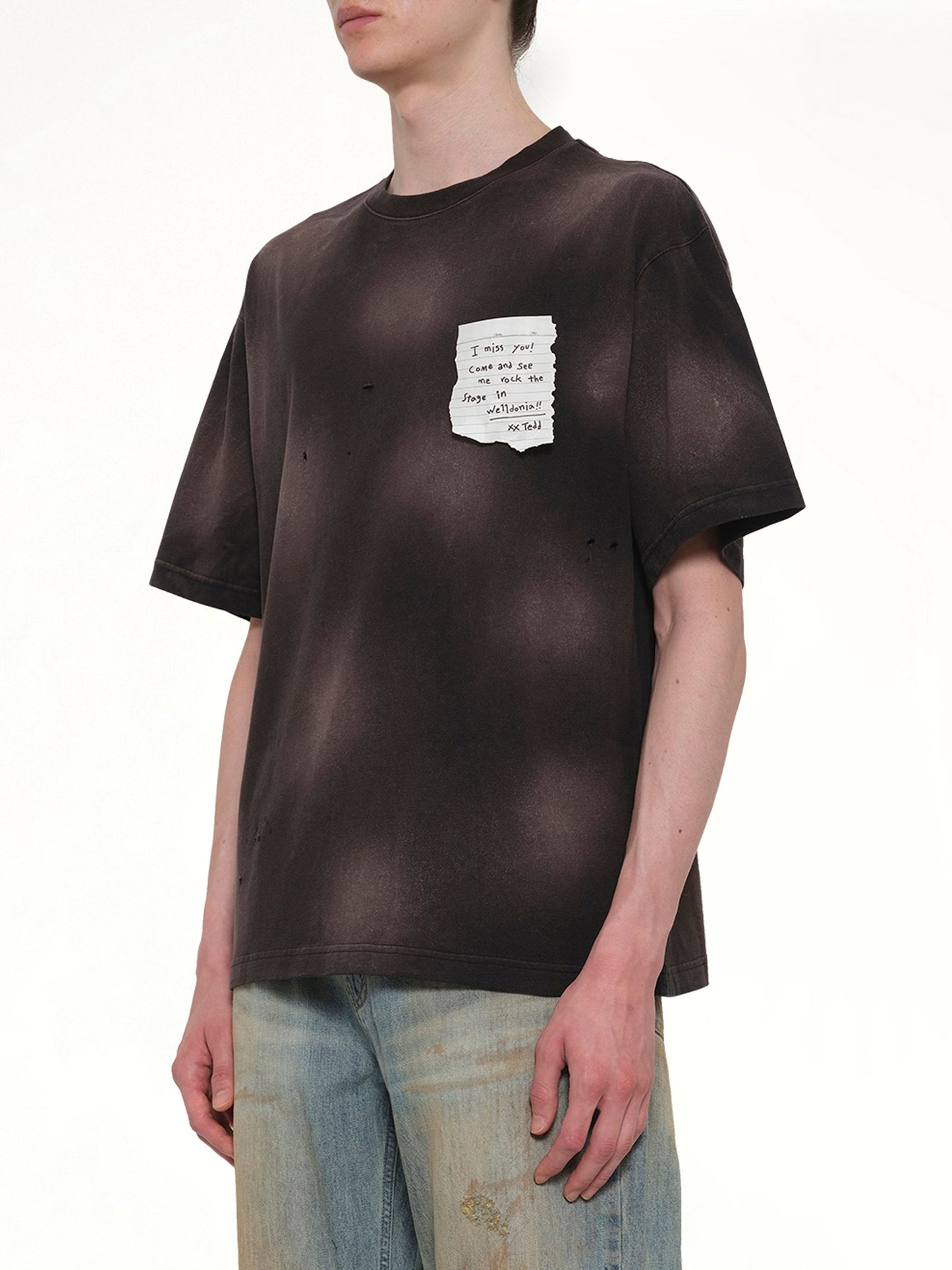 WE11DONE Paper Note Grunge T-Shirt (Black)