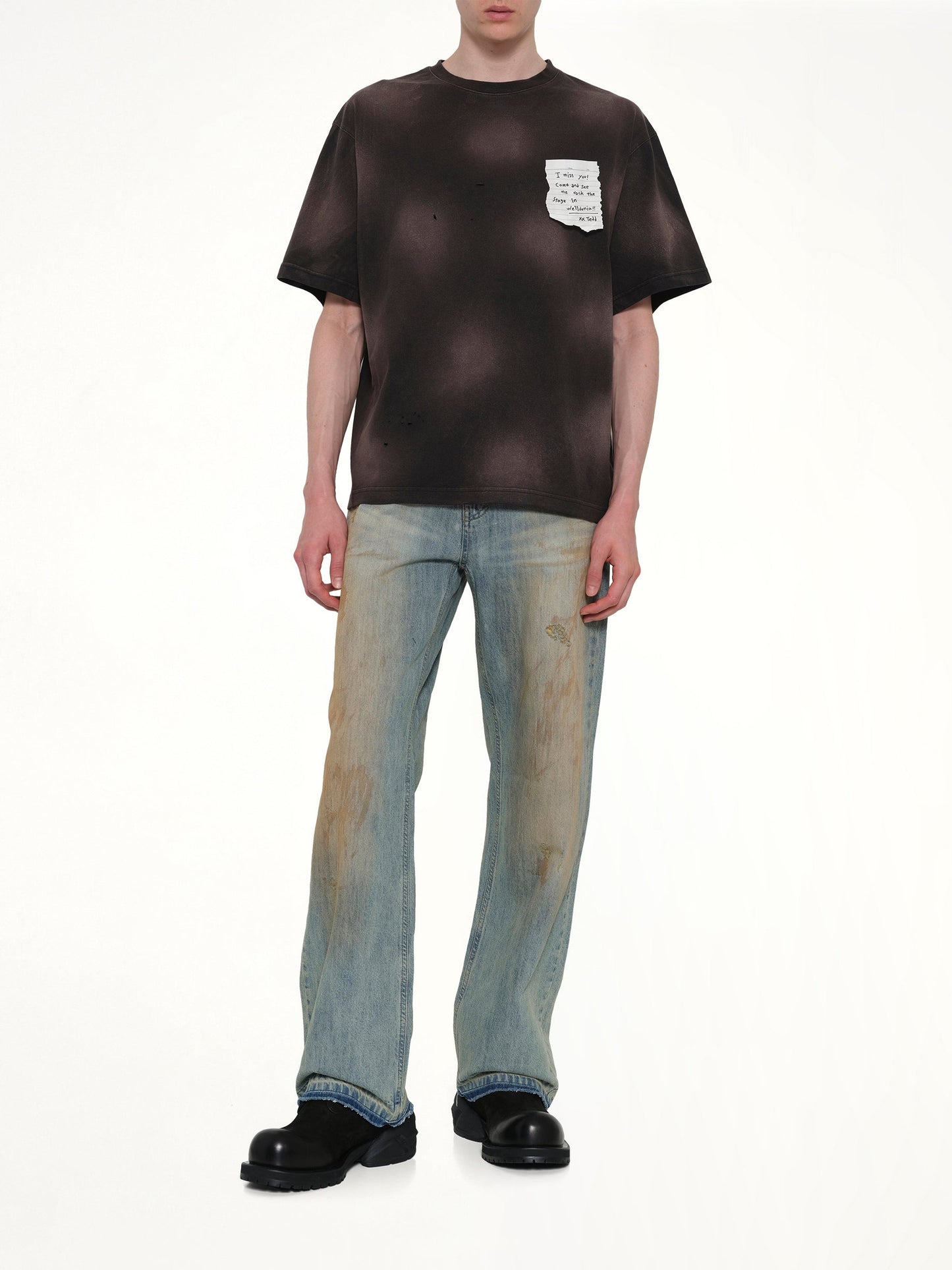 WE11DONE Paper Note Grunge T-Shirt (Black)