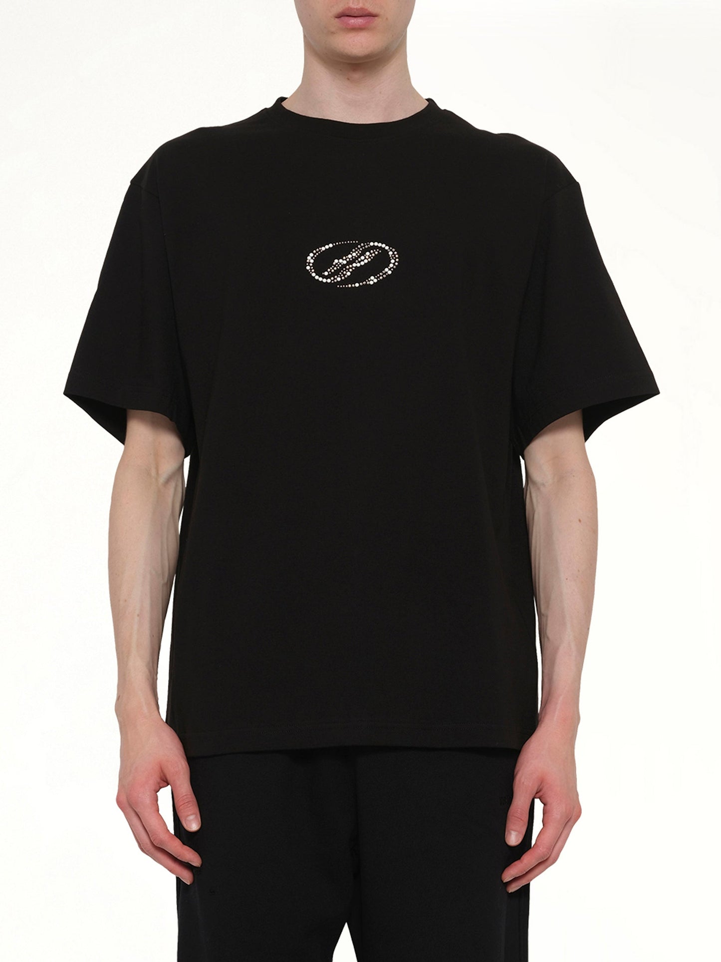 Image of T-Shirts. Product name - Rhinestone T-Shirt in Black colour by brand - WE11DONE