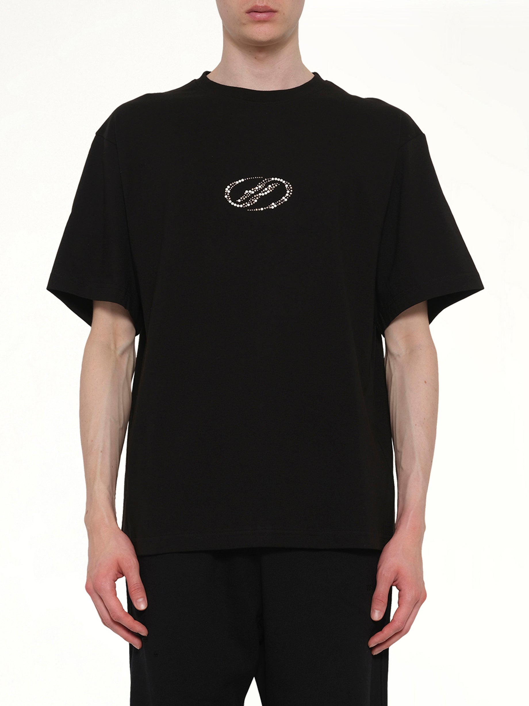 Image of T-Shirts. Product name - Rhinestone T-Shirt in Black colour by brand - WE11DONE