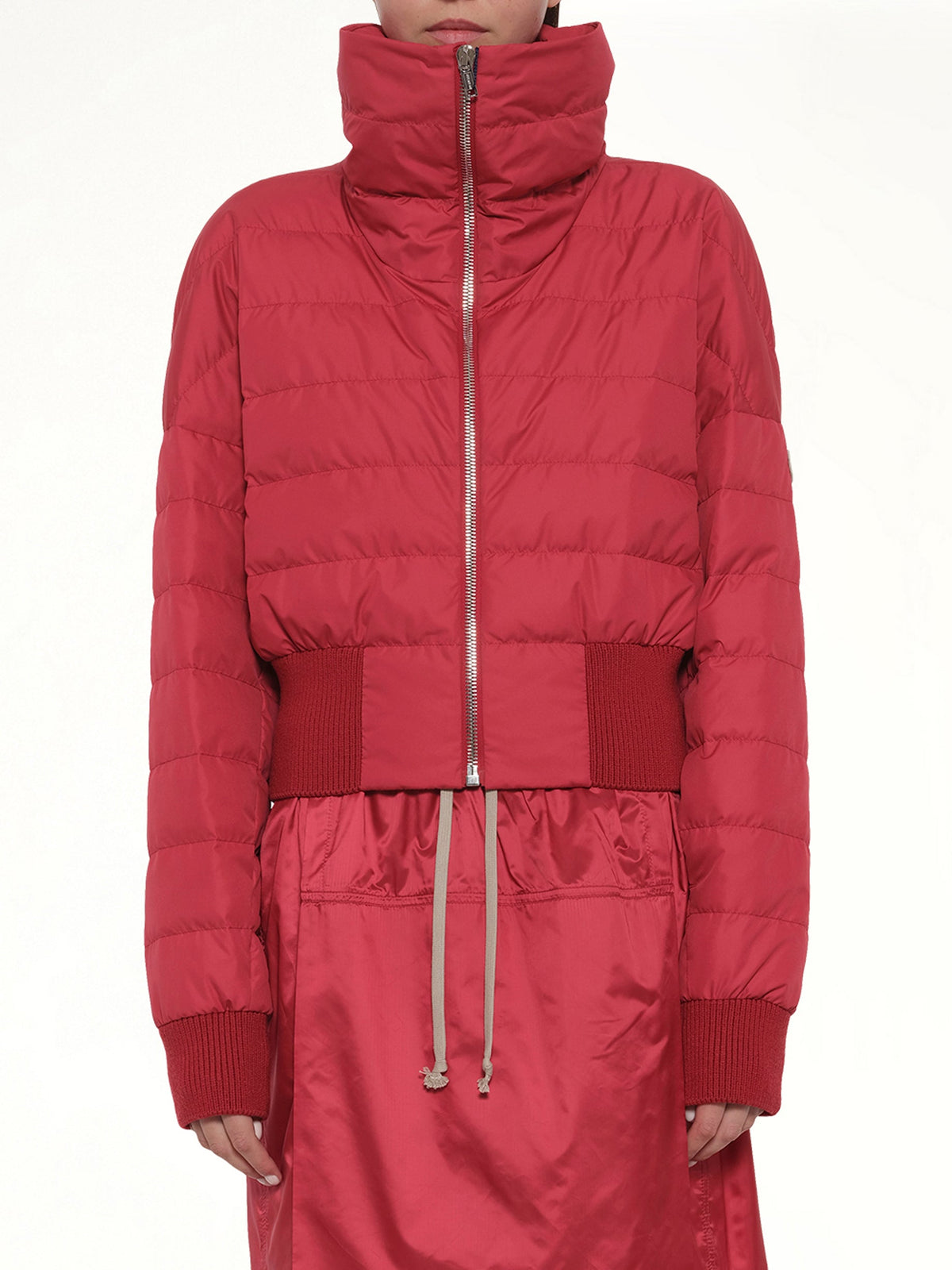 Image of Coats & Jackets. Product name - Rick Owens x Moncler Cropped Jacket in Carnelian colour by brand - RICK OWENS