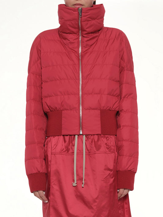 Image of Coats & Jackets. Product name - Rick Owens x Moncler Cropped Jacket in Carnelian colour by brand - RICK OWENS