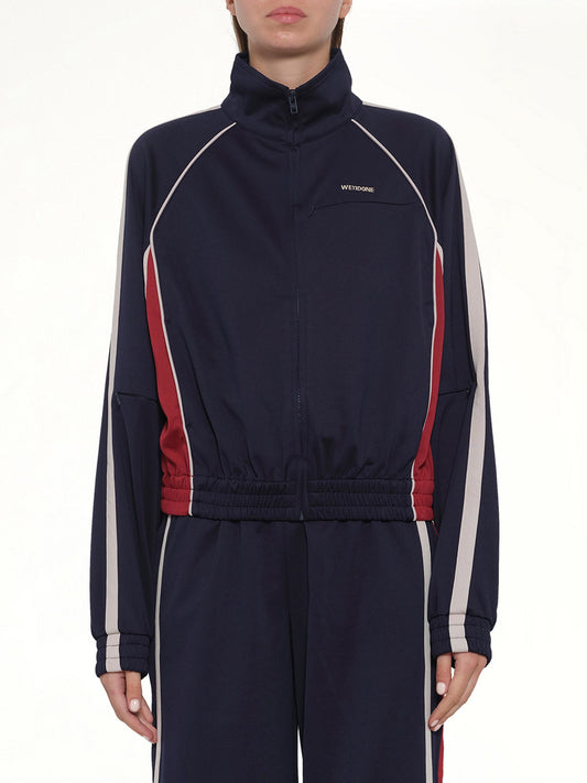 Image of Coats & Jackets. Product name - Contrast Track Jacket in Navy colour by brand - WE11DONE