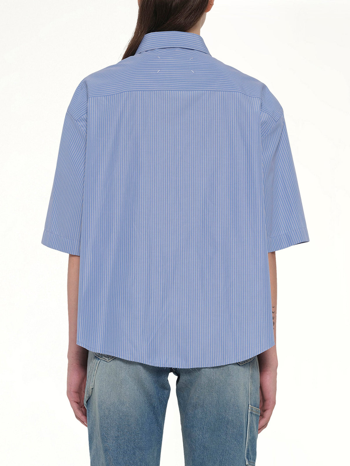 MAISON MARGIELA Stripe Short Sleeve Shirt (Blue)