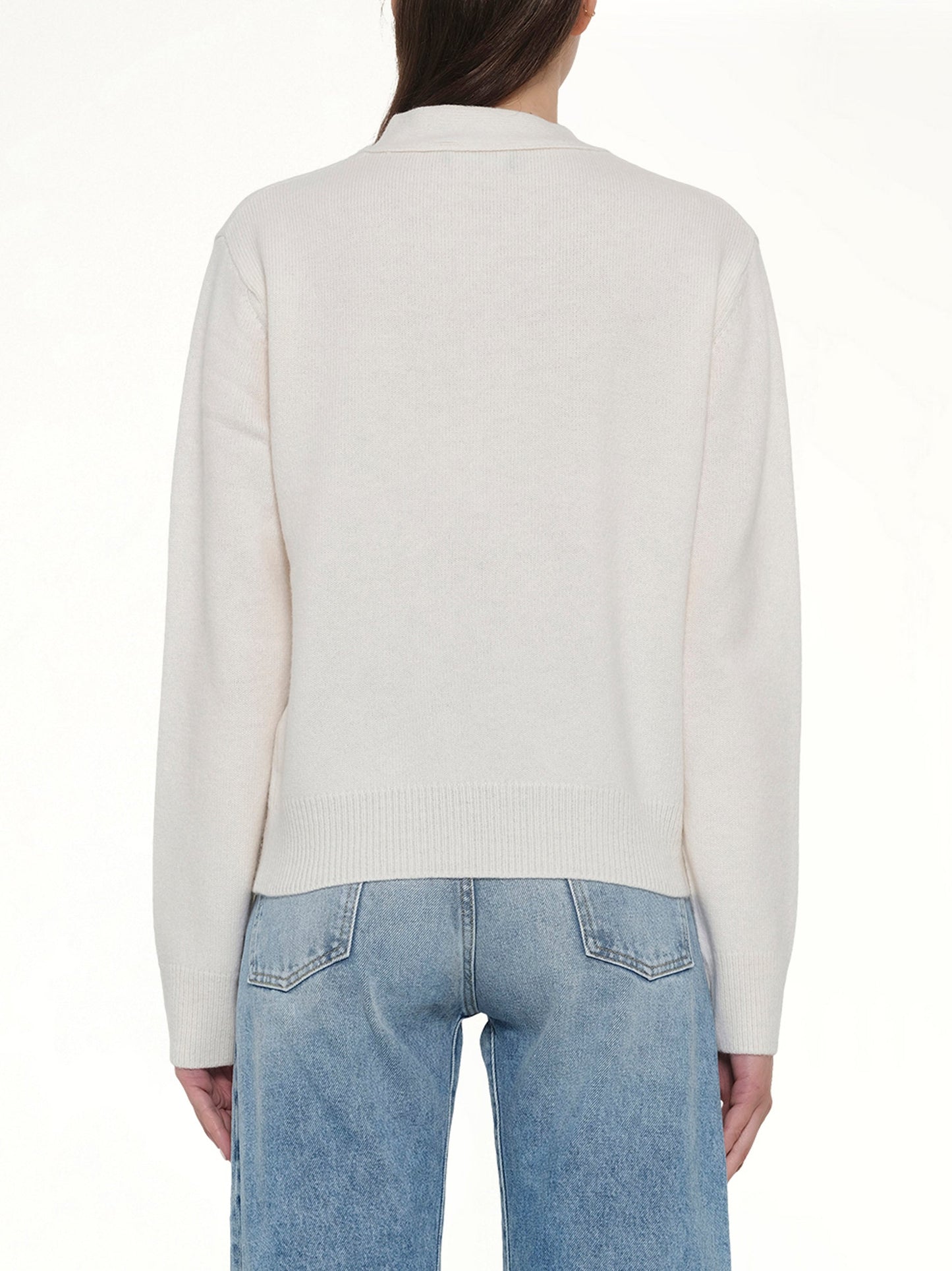 WE11DONE Pocket Logo Knit Cardigan (White)