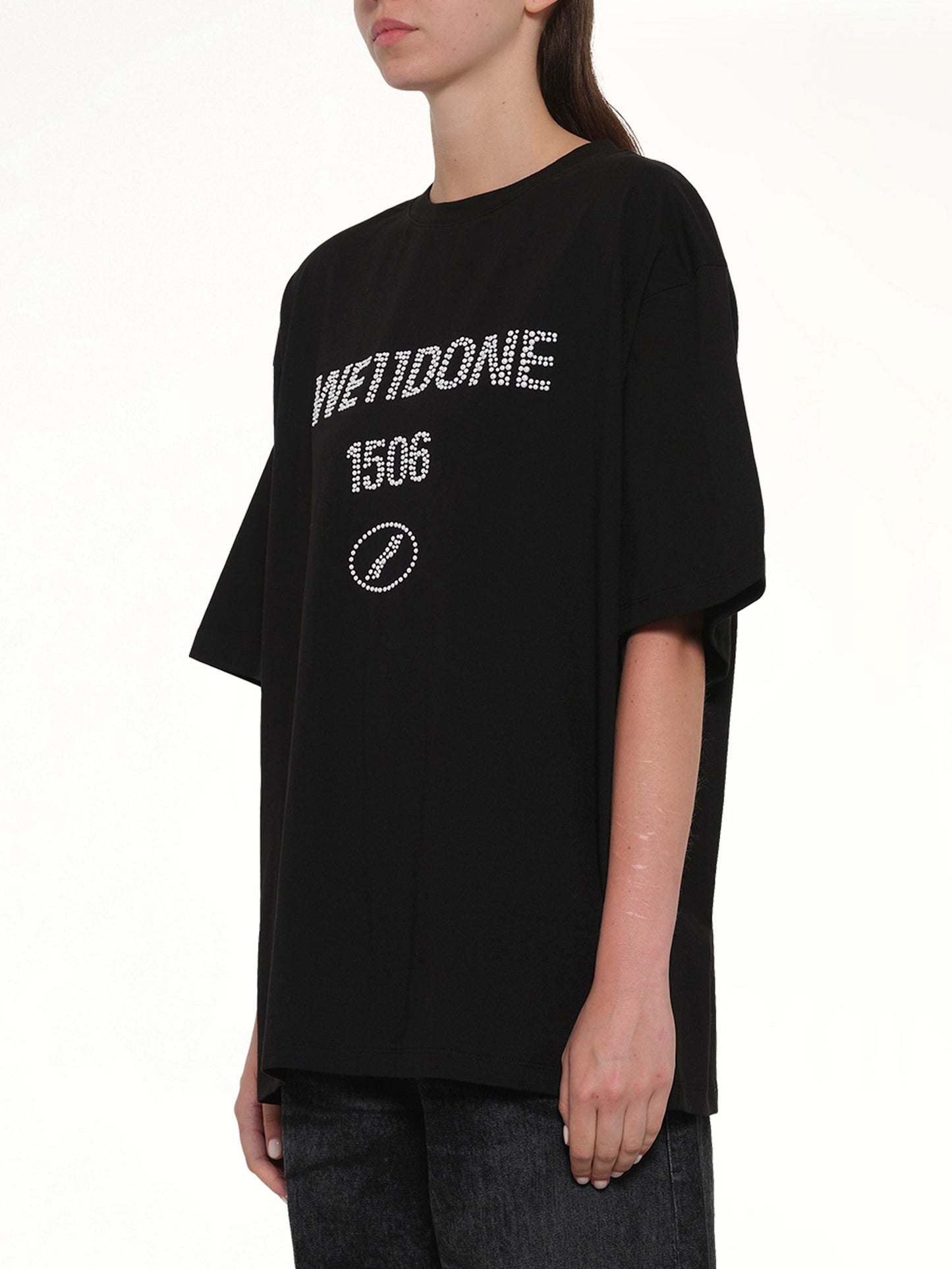 WE11DONE Washed Pearly Collegiate T-Shirt (Black)
