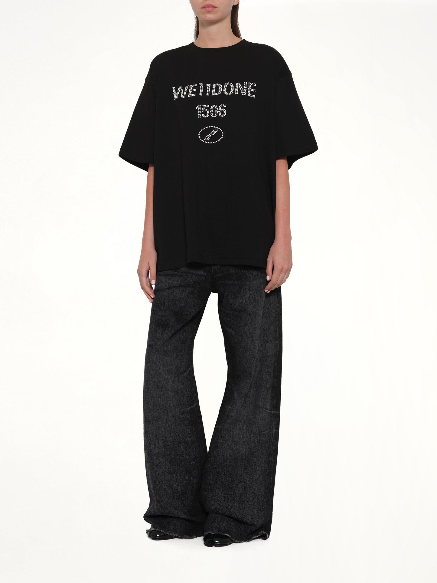 WE11DONE Washed Pearly Collegiate T-Shirt (Black)