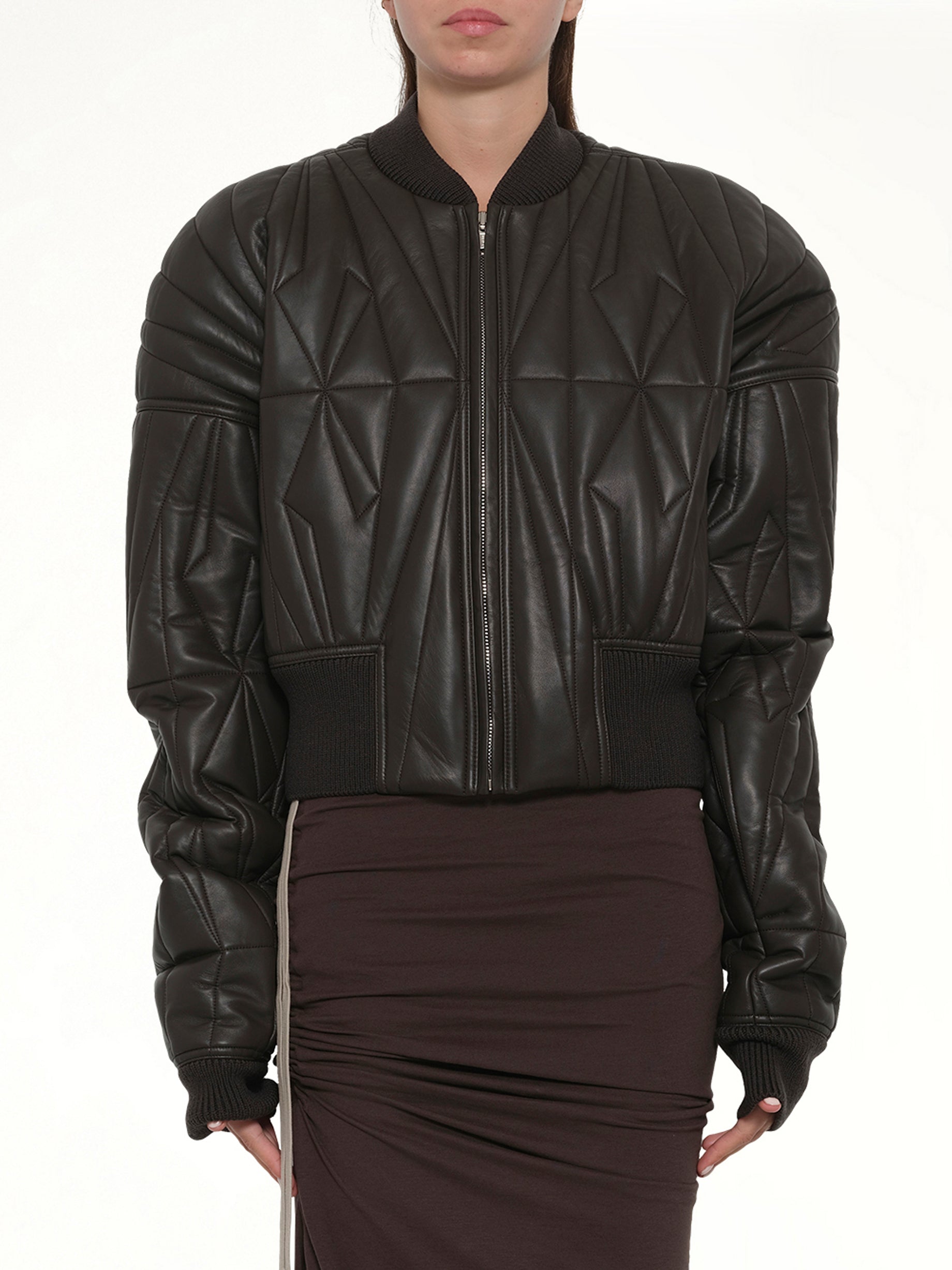 Image of Coats & Jackets. Product name - Rick Owens x Moncler Geocamo Cropped Jacket in Dark Dust colour by brand - RICK OWENS