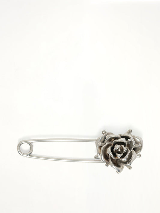 Image of Necklaces. Product name - Small Spiky Rose Pin Brooch in Silver/Black colour by brand - WE11DONE