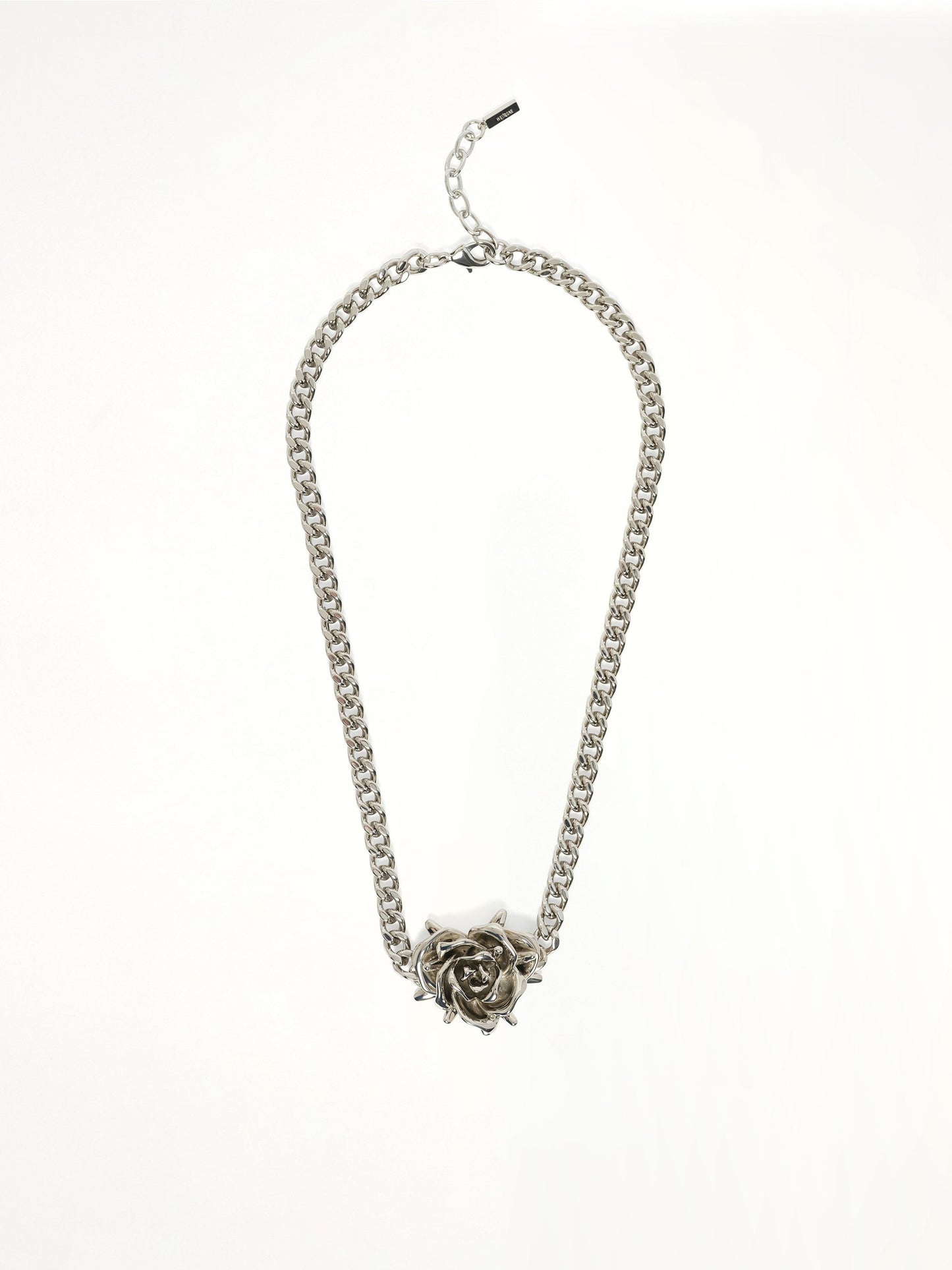 Image of Necklaces. Product name - Spiky Rose Necklace in Silver colour by brand - WE11DONE