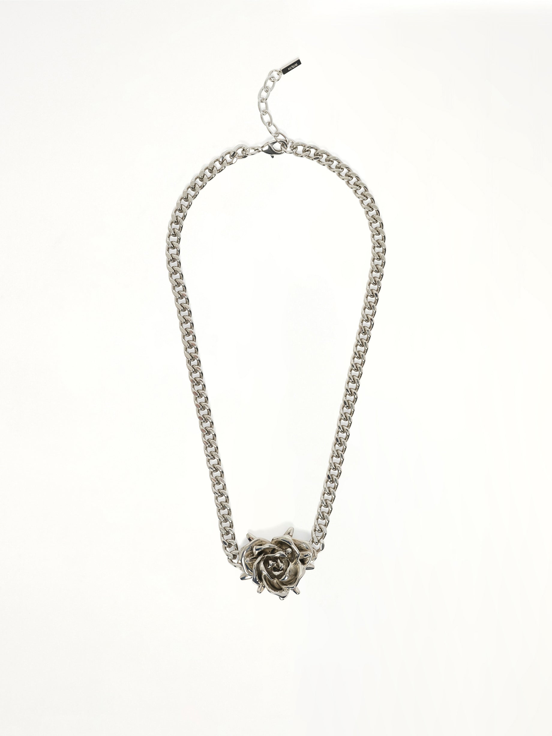 Image of Necklaces. Product name - Spiky Rose Necklace in Silver colour by brand - WE11DONE