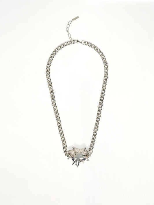 WE11DONE Spiky Rose Necklace (Silver)