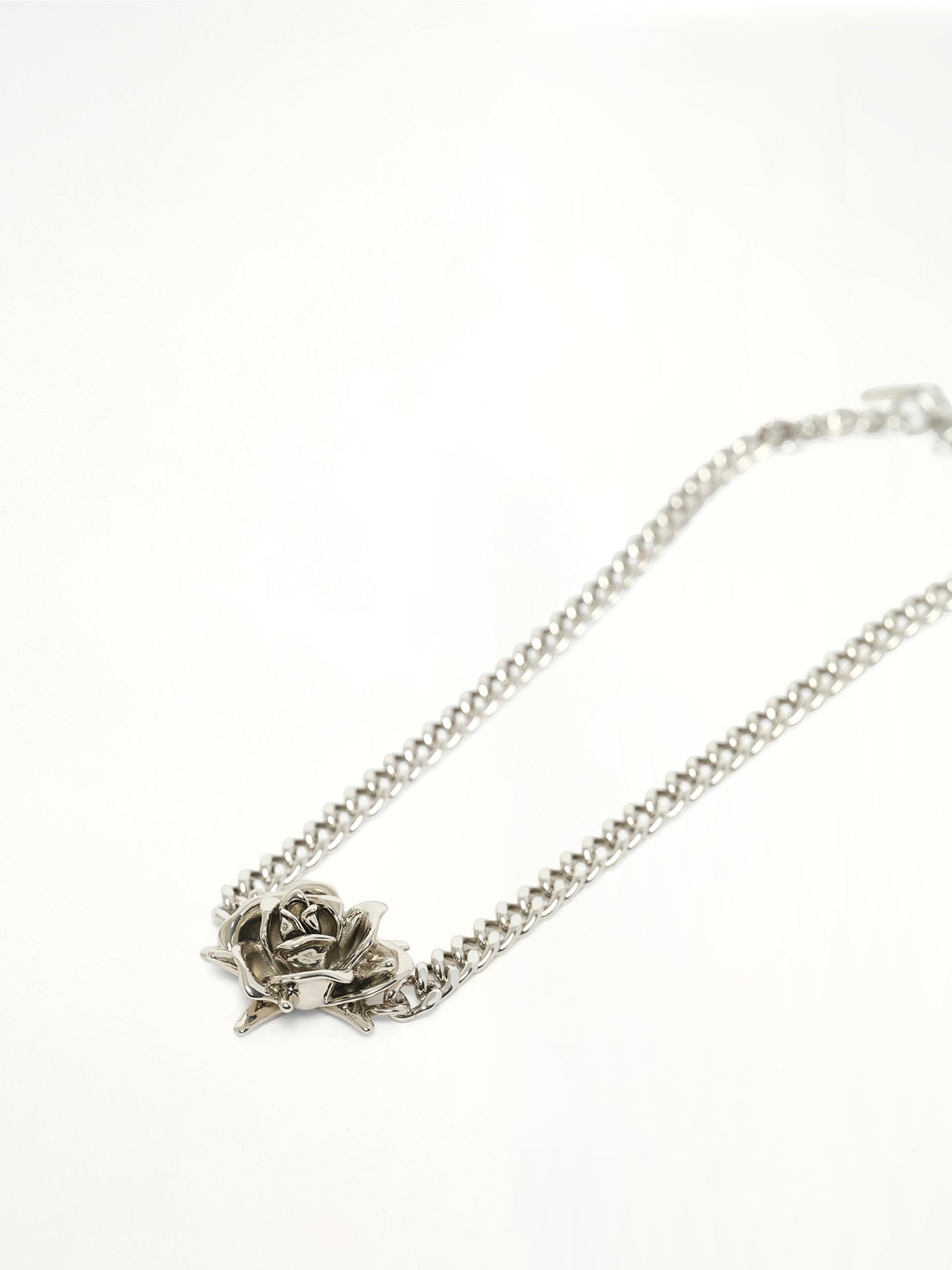 WE11DONE Spiky Rose Necklace (Silver)
